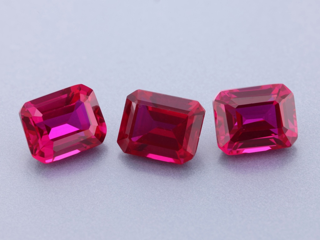 Synthetic/Lab Grown Ruby 5x4mm Emerald Cut