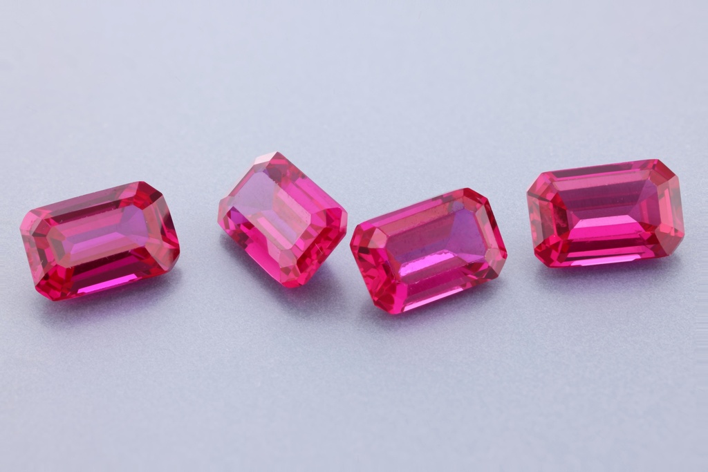 Synthetic/Lab Grown Ruby 6x4mm Emerald Cut