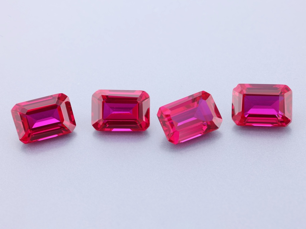 Synthetic/Lab Grown Ruby 7x5mm Emerald Cut
