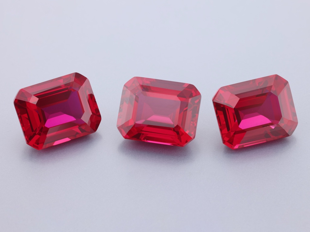 Synthetic/Lab Grown Ruby 10x8mm Emerald Cut