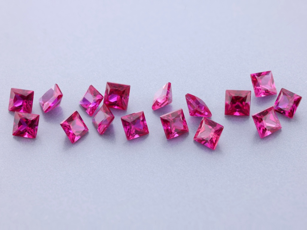 Synthetic/Lab Grown Ruby 2.00mm Princess Cut