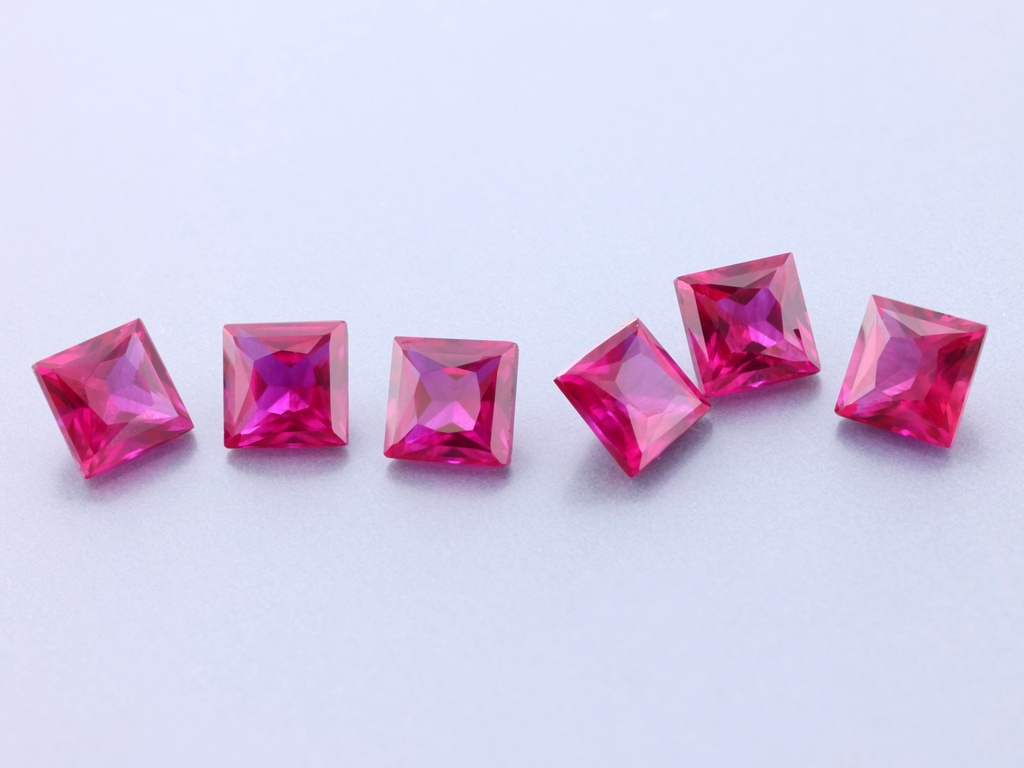 Synthetic/Lab Grown Ruby 4.00mm Princess Cut
