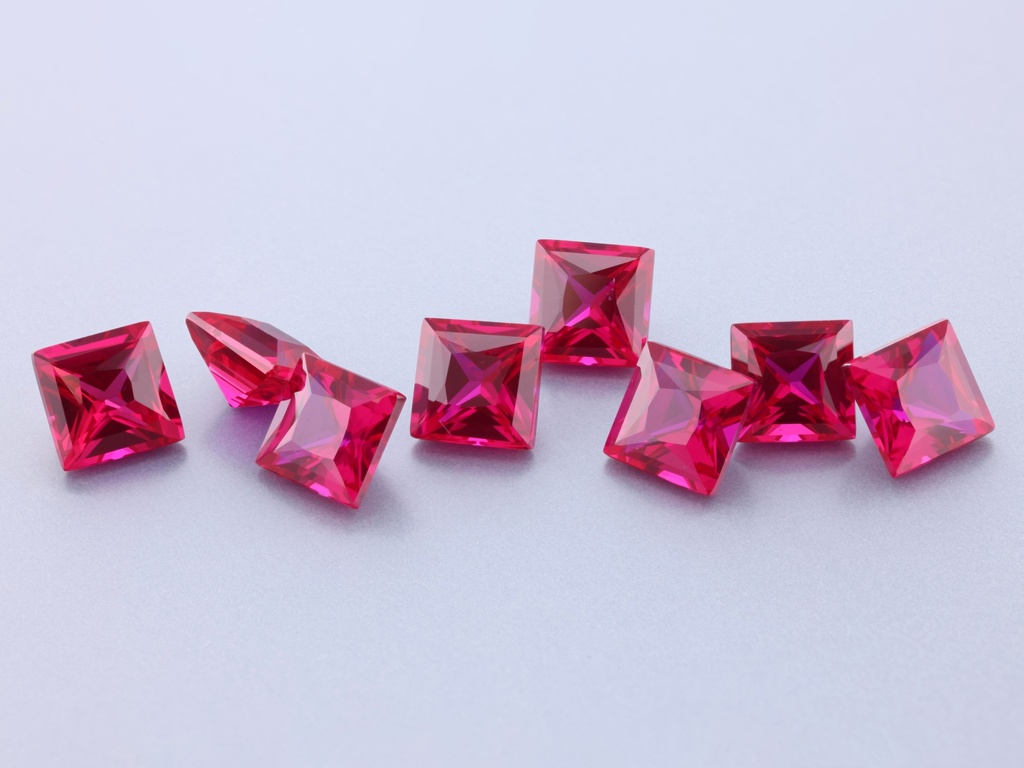 Synthetic/Lab Grown Ruby 5.00mm Princess Cut