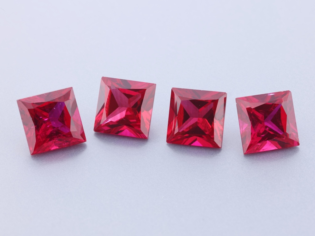 Synthetic/Lab Grown Ruby 6.00mm Princess Cut
