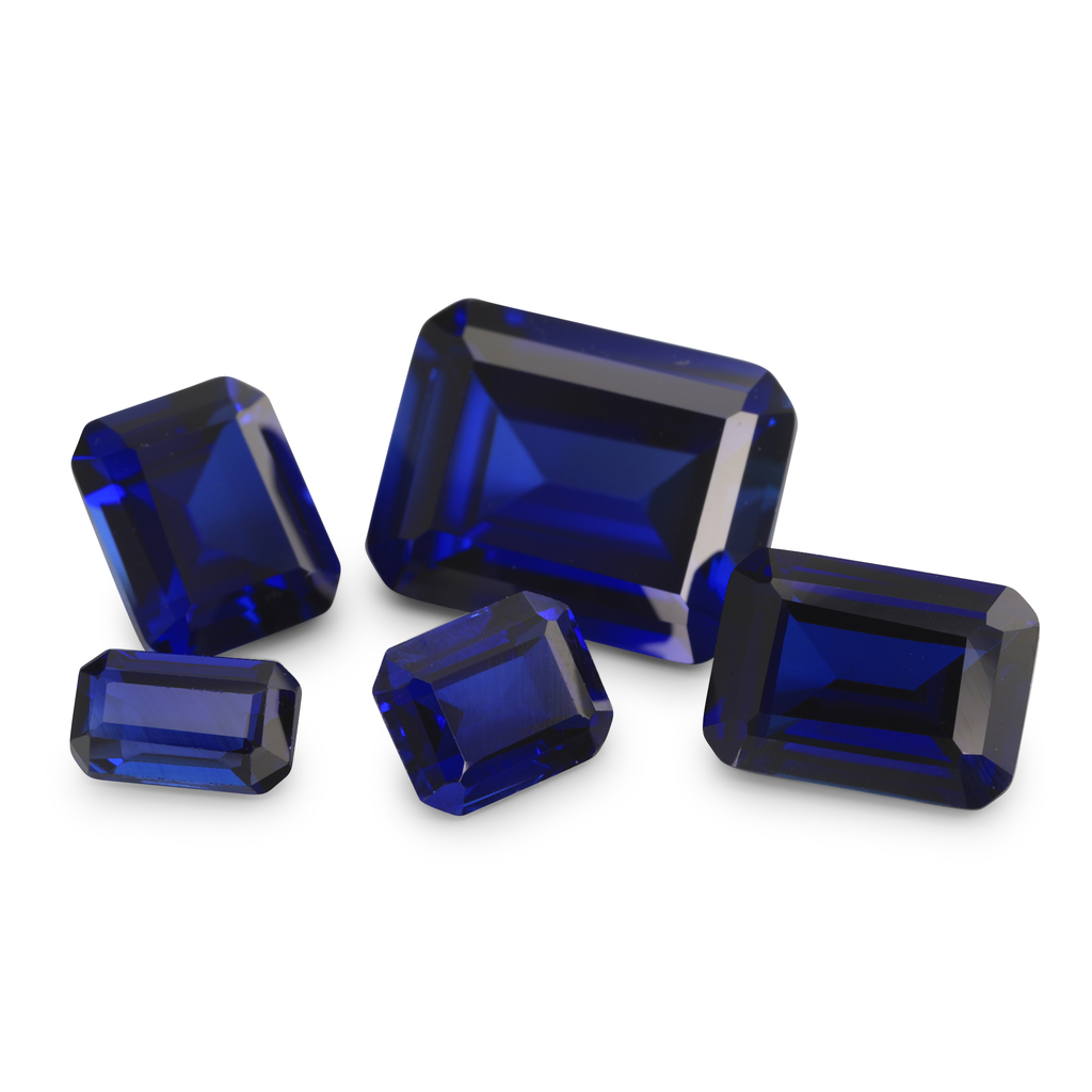 Synthetic/Lab Grown Sapphire 14x12mm Emerald Cut Blue