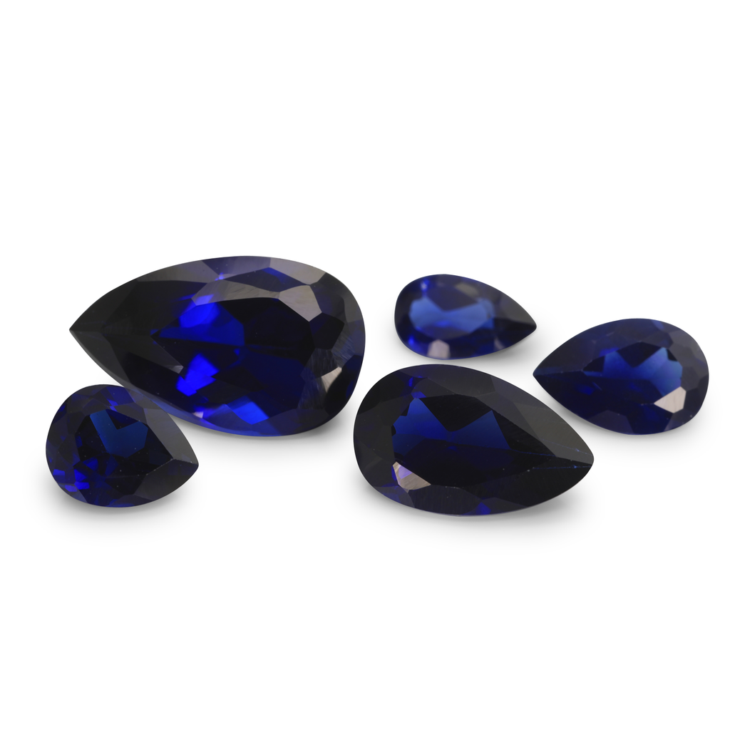 Synthetic/Lab Grown Sapphire 7x5mm Pear Shape Blue
