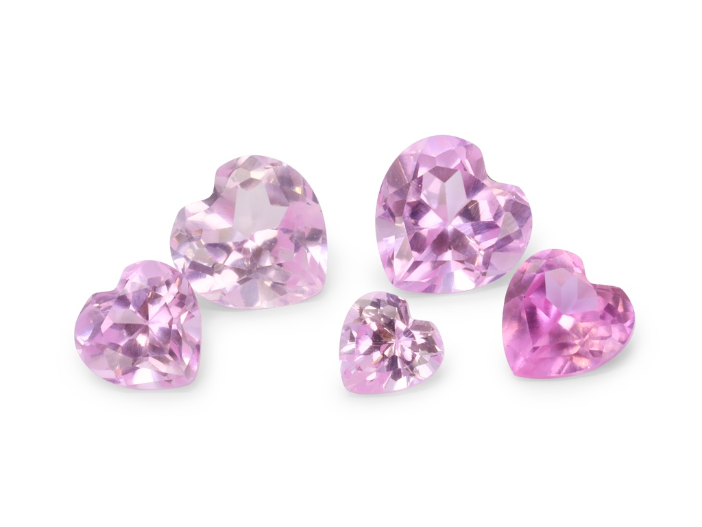 Synthetic/Lab Grown Sapphire 5.00mm Heart Shape Pink