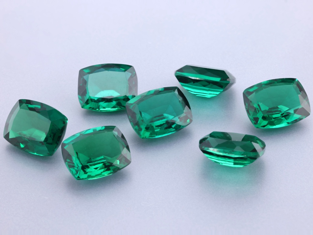 Hydrothermal/Lab Grown Emerald 9x7mm Cushion