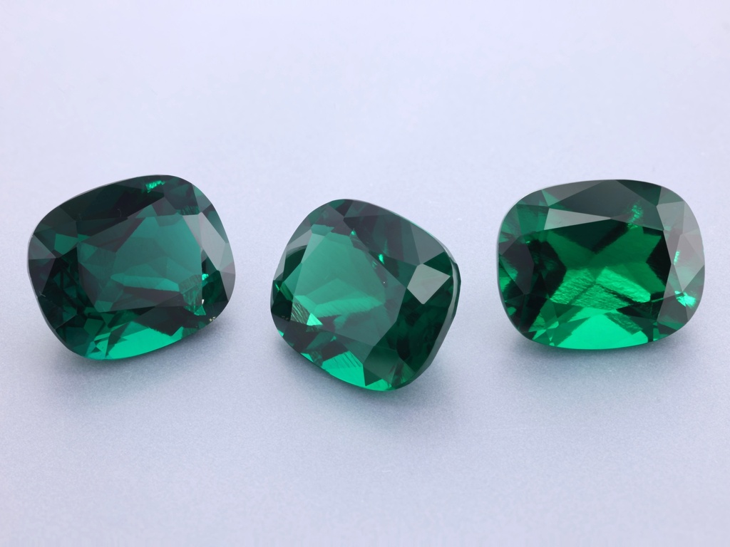 Hydrothermal/Lab Grown Emerald 12x10mm Cushion