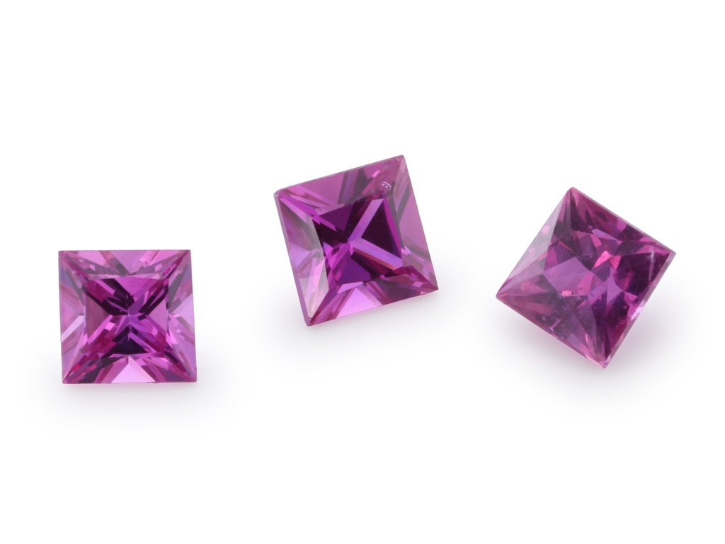 Pink Sapphire 2.75mm Princess Cut Dark
