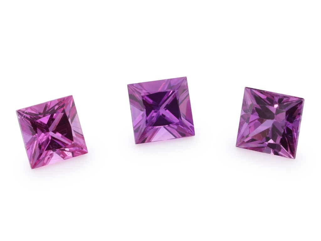 Pink Sapphire 3.25mm Princess Cut Dark