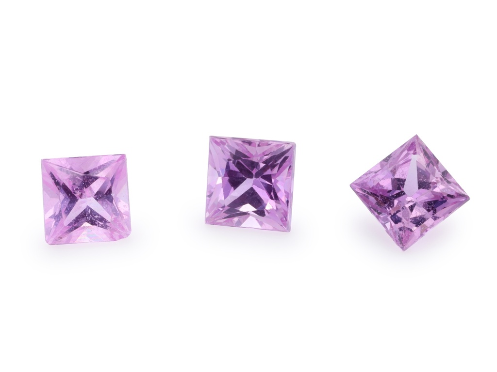 Pink Sapphire 3.25mm Princess Cut Light