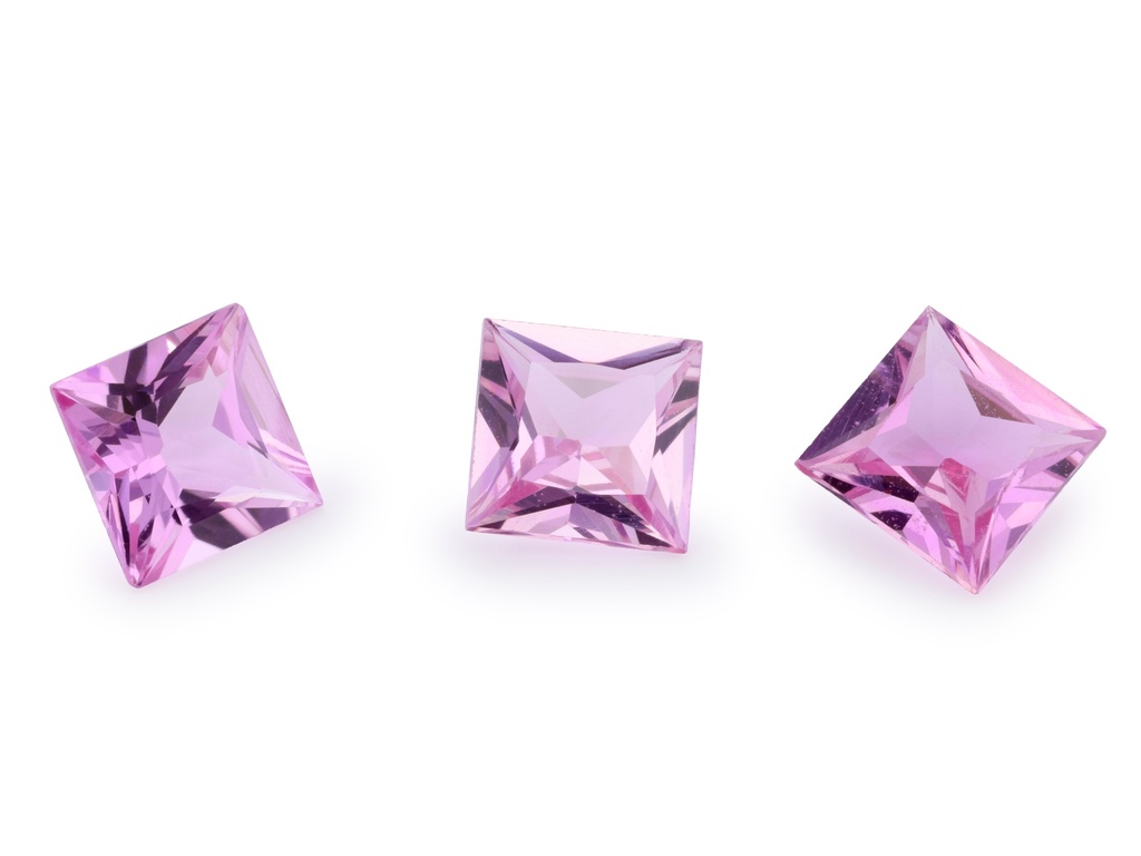 Pink Sapphire 4.25mm Princess Cut Light