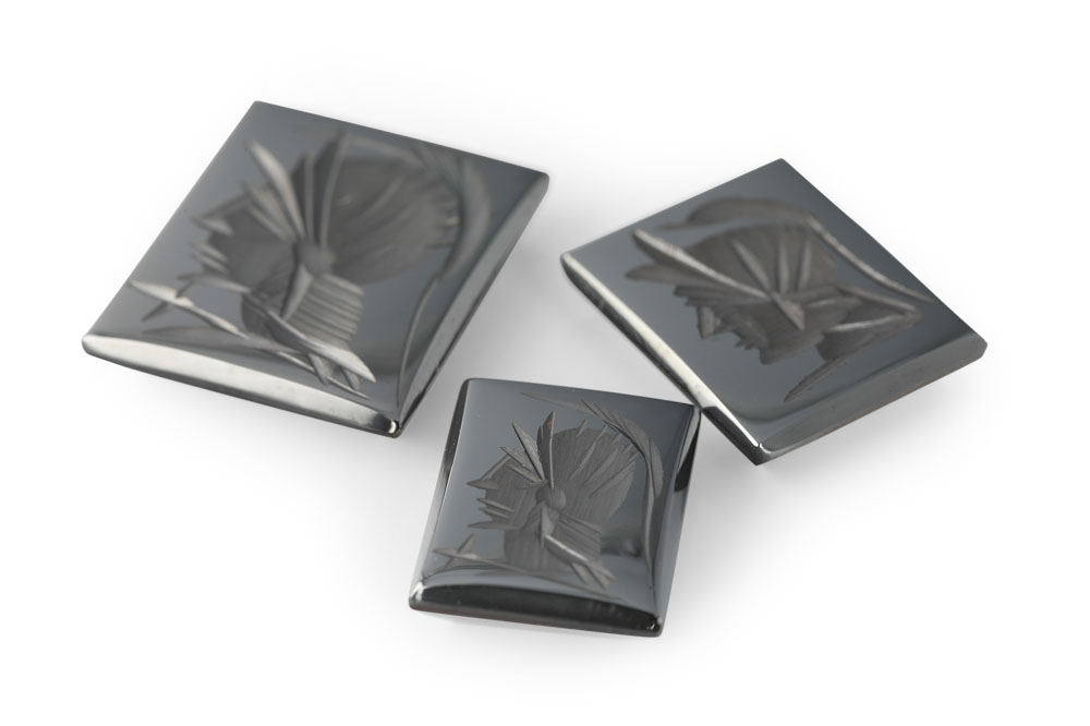 German Cut Haematite 12x10mm Rectangular Intaglio 