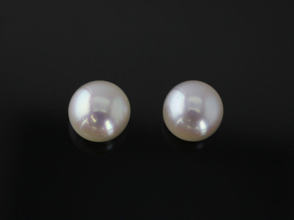 Freshwater Pearl  6.00-6.50mm Round Button White  Half Drilled 