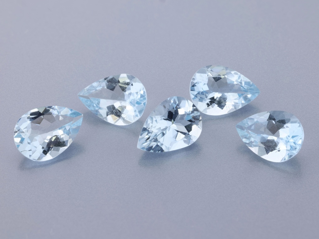 [BAPB0705A] Aquamarine 7x5mm Pear Shape Mid Blue