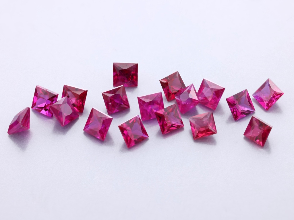 Ruby 2.25mm Princess Cut Pink Red