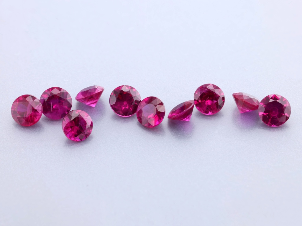 Ruby 2.75mm Round Diamond Cut Pink Red