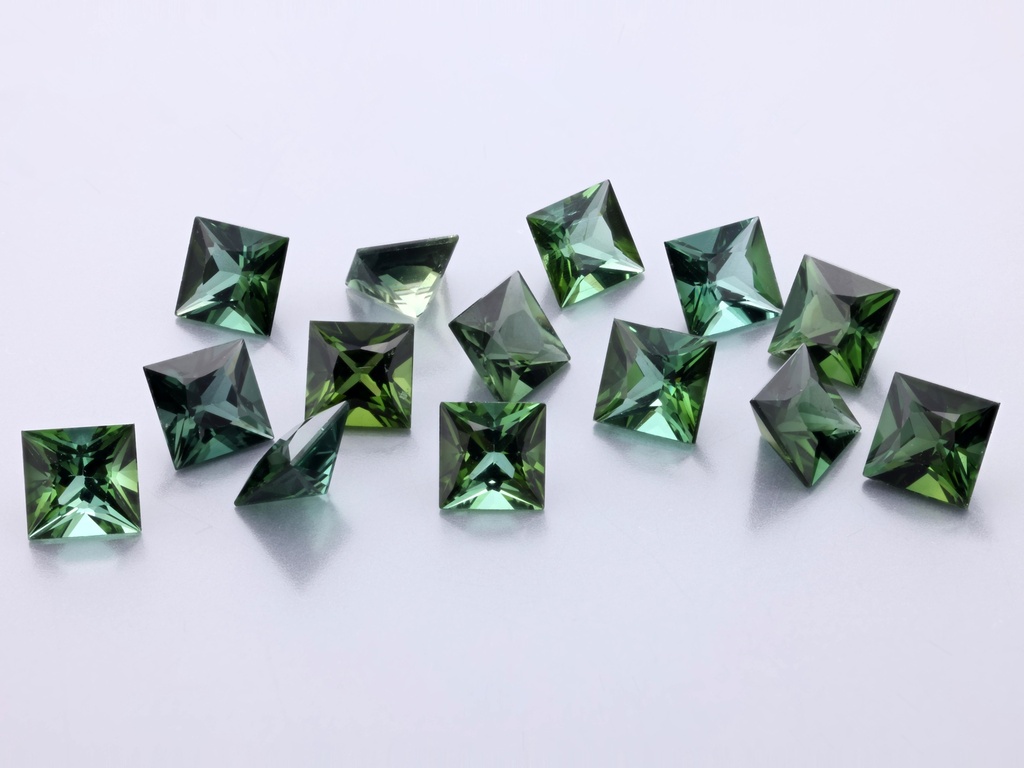 [UGQP0350B] Blue Green Tourmaline 3.50mm Princess Cut