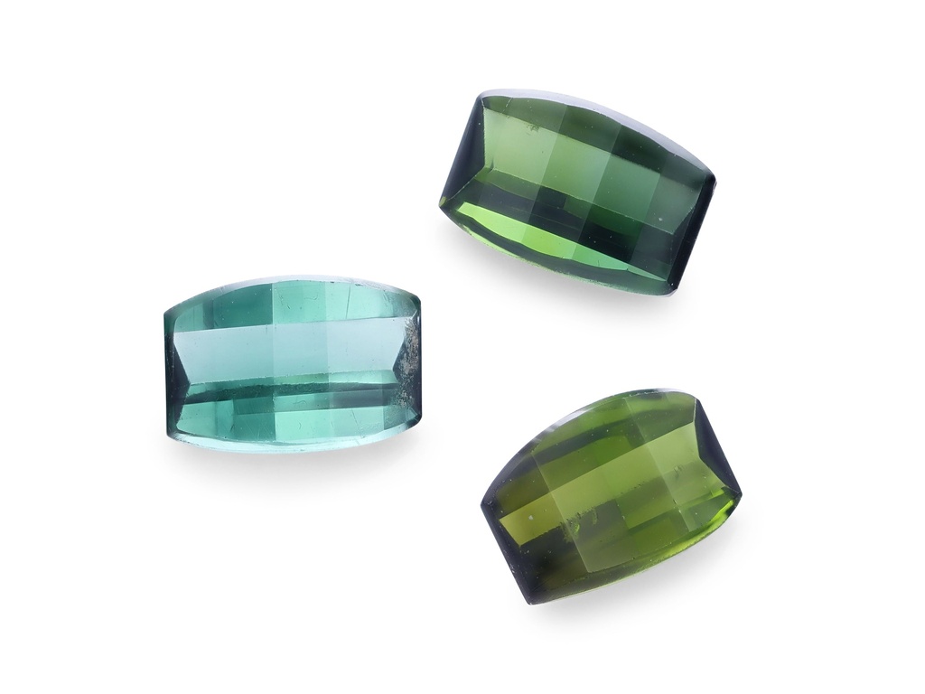[UGWH0503P1] Blue Green Tourmaline 5x3mm Barrel Chequerboard