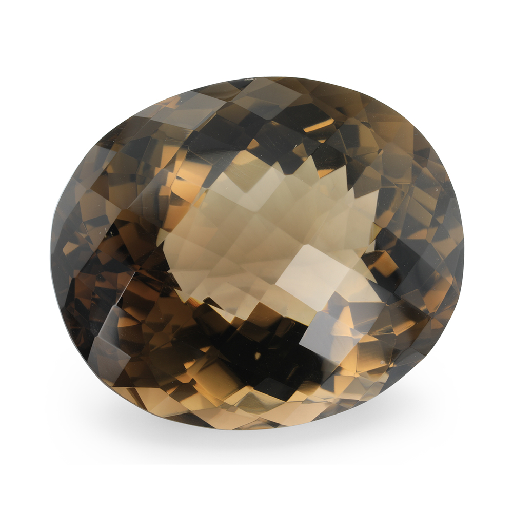 [QSVH5040X1] Smoky Quartz 50x42mm Oval Chequerboard