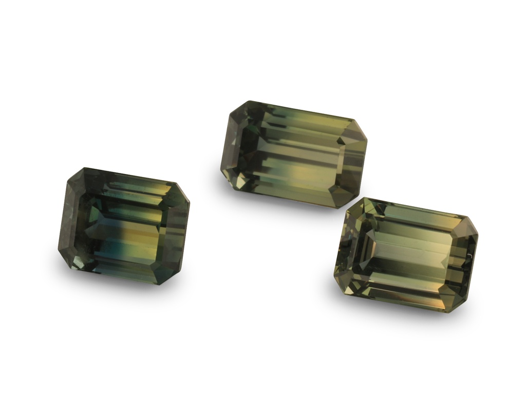 [SMOS0503X5] Parti Sapphire Emerald Cut "Sunset" - Set of 3pcs