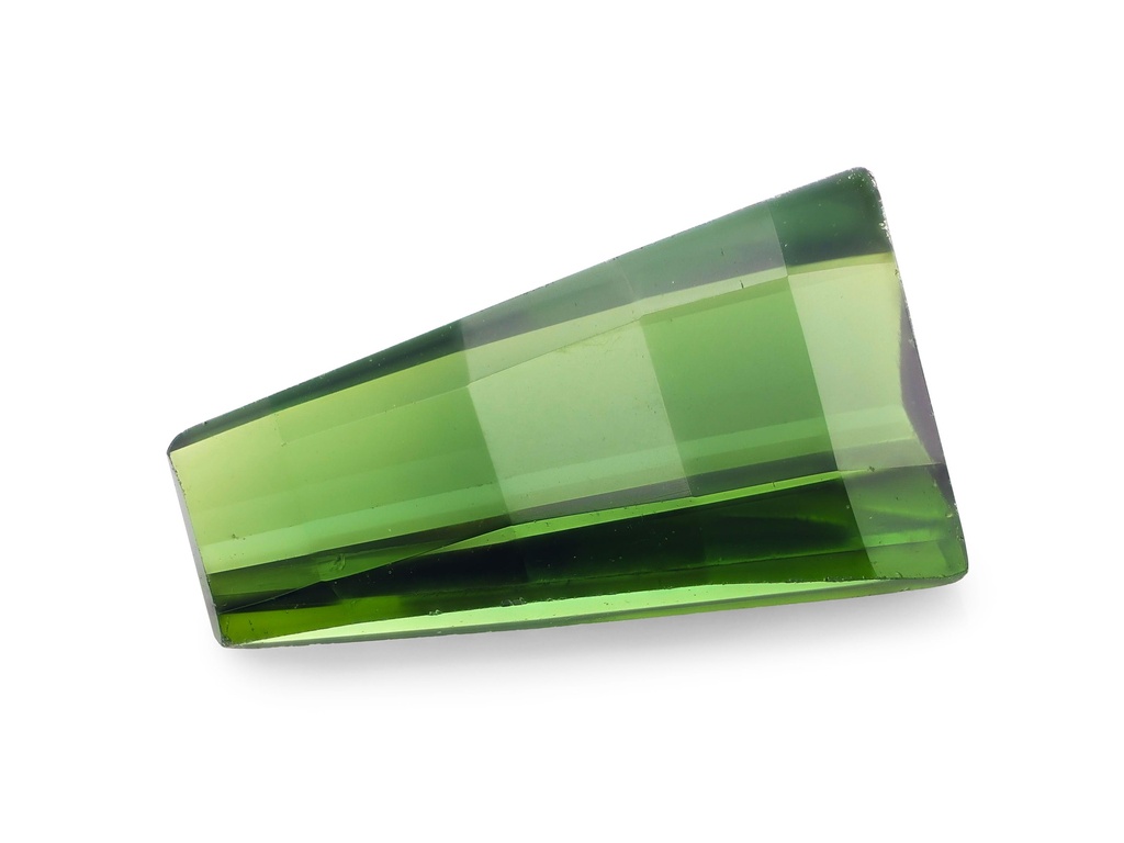 [UGBH0907X1] Green Tourmaline 9x5.1mm Chequerboard Tapered Baguette Bridge