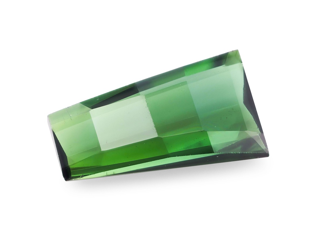[UGBH0905X2] Green Tourmaline 8.9x5mm Chequerboard Tapered Baguette Bridge