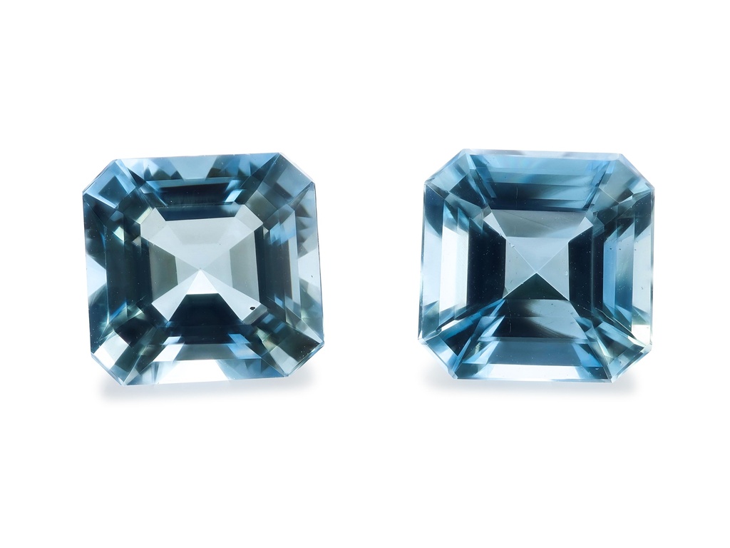 Aquamarine 9.00mm Square Emerald Cut Pair