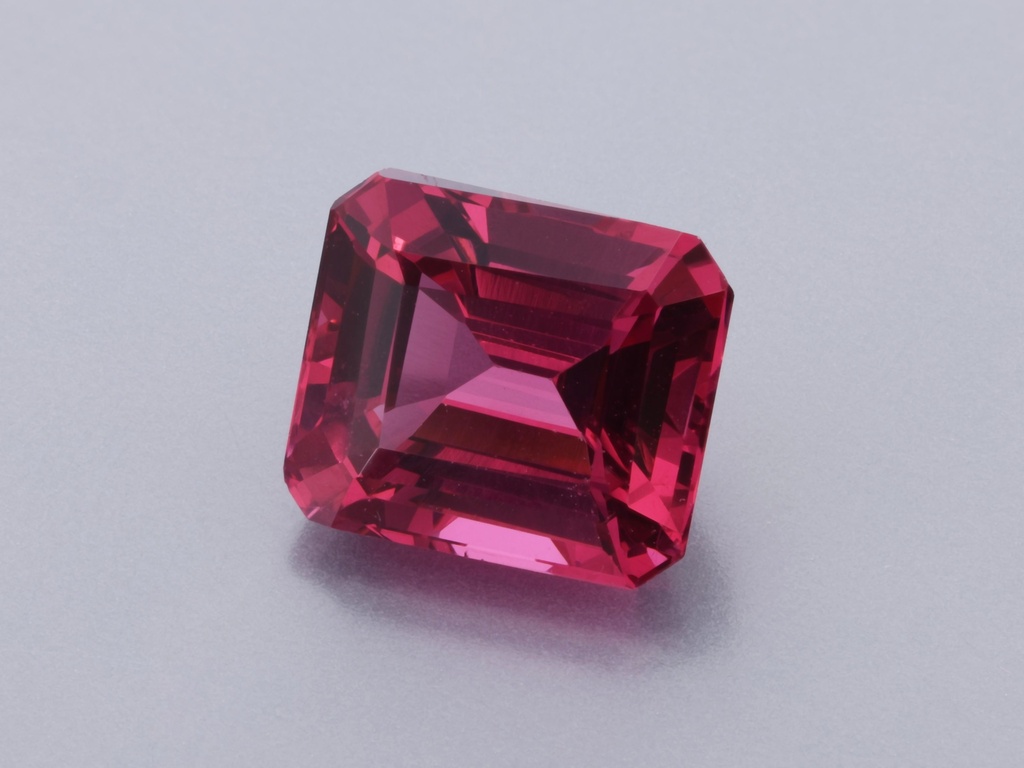 [LPOS0706X1] Spinel 6.6x5.75mm Emerald Cut Dark Pink