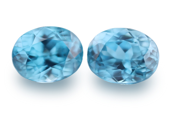 Blue Zircon 6.4x5mm Oval PAIR