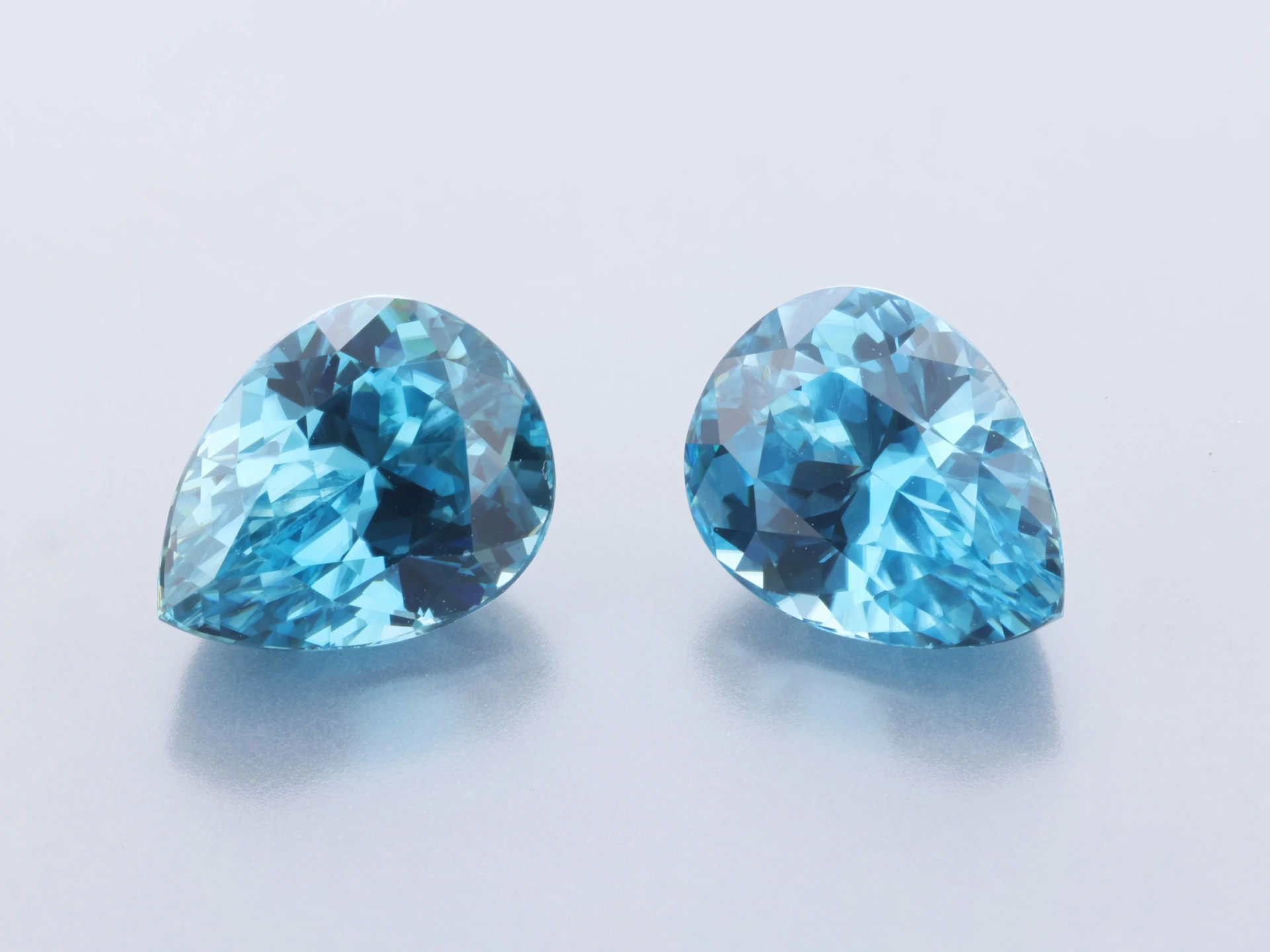 [WZPB0907X3] Blue Zircon 8.7x6.7mm Pear PAIR