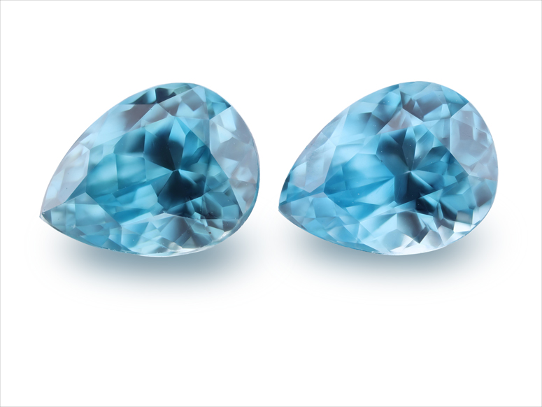 [WZPB0907X3] Blue Zircon 8.7x6.7mm Pear PAIR