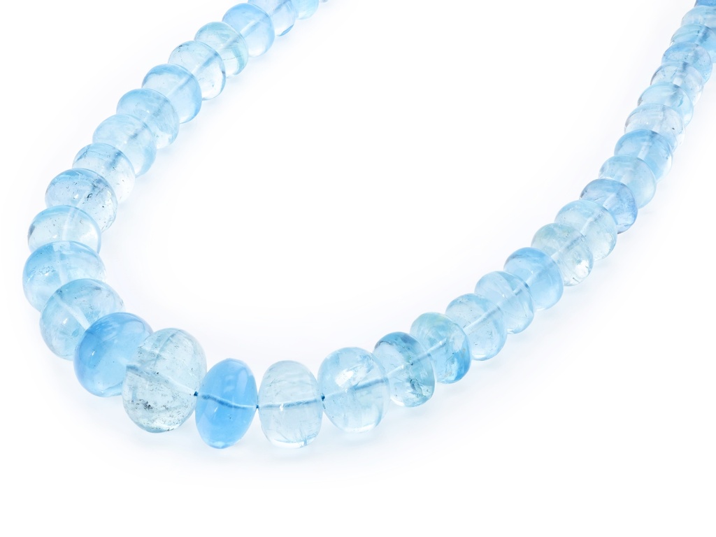 [BEADX3191] Aquamarine 3.5-11mm Polished Rondelle Graduated