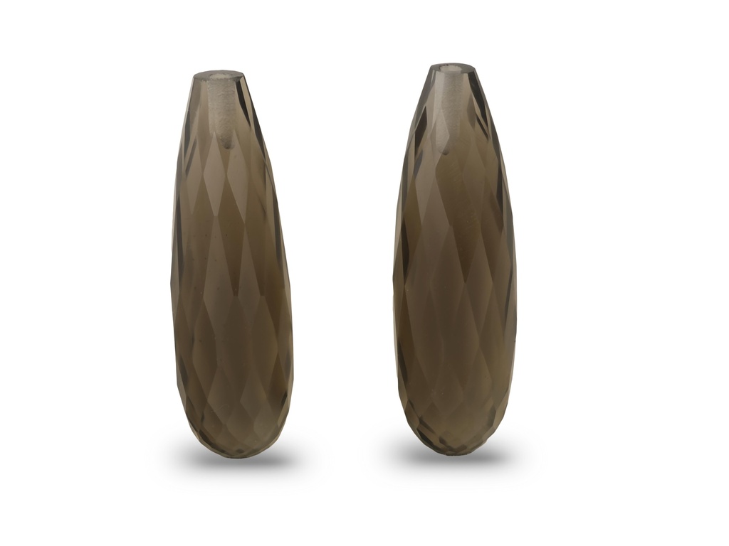 Smoky Quartz 20x6mm Briolette Pair