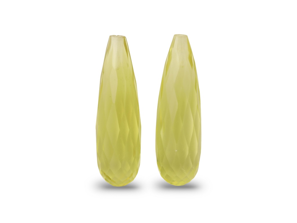 Lemon Quartz 20x6mm Briolette Pair