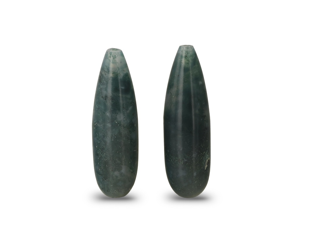 Moss Agate 20x6mm Drop Pair