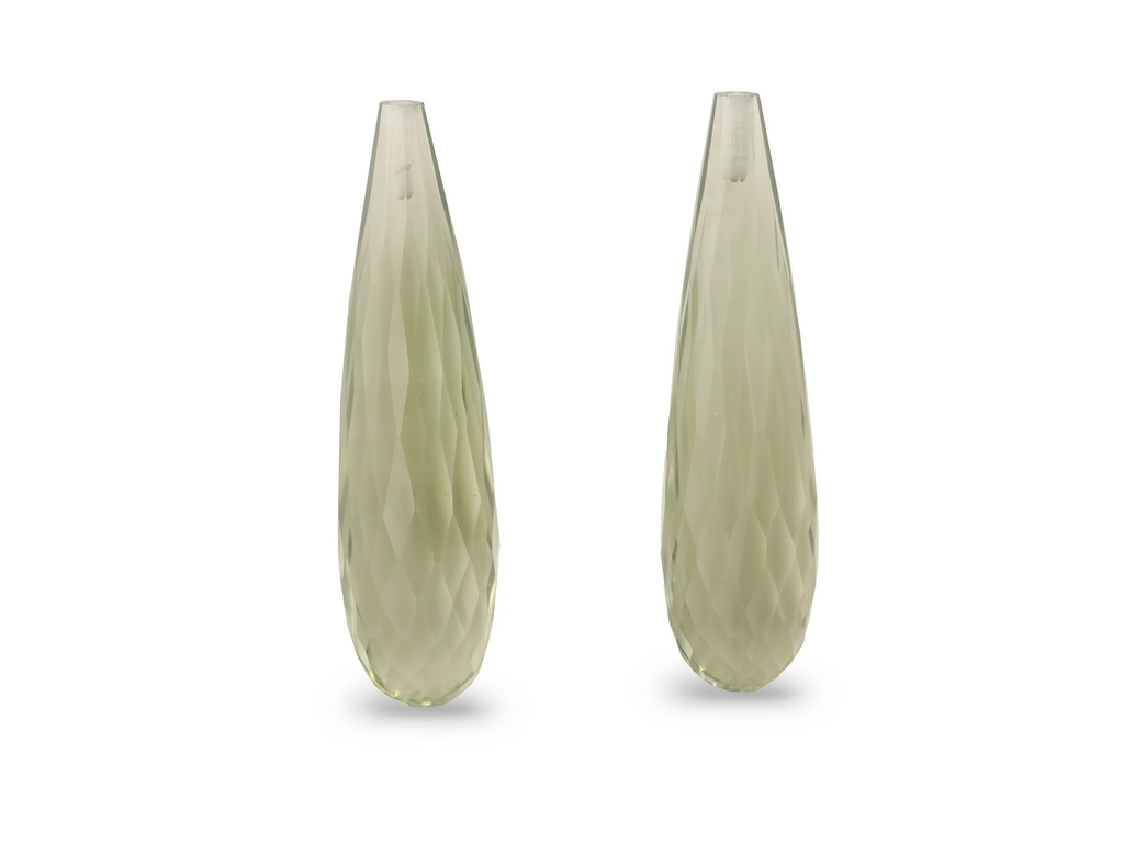 Mint Quartz 30x8mm Briolette Pair