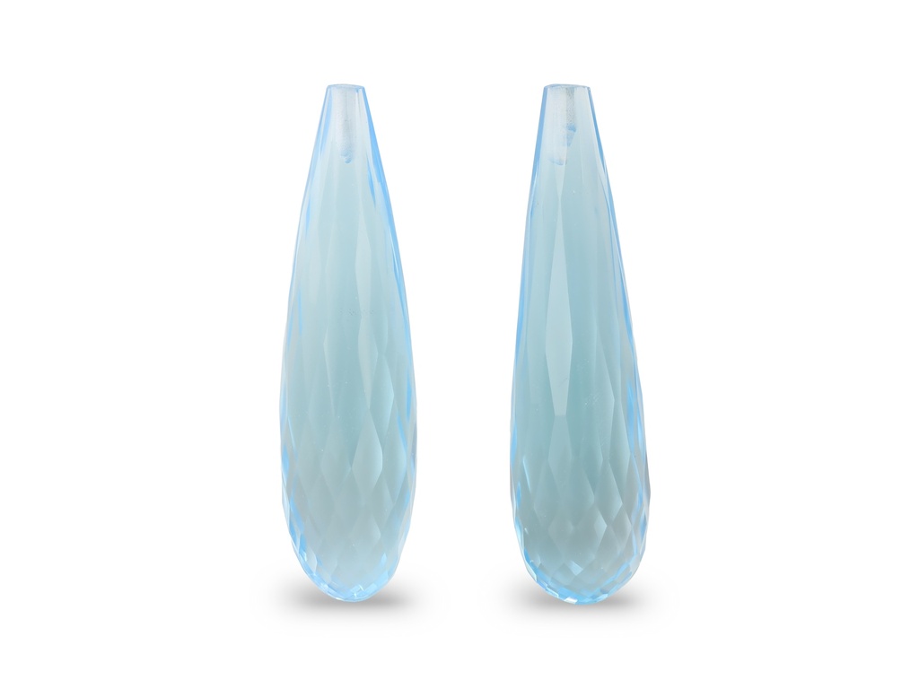 Topaz 30x8mm Briolette Light Blue Pair