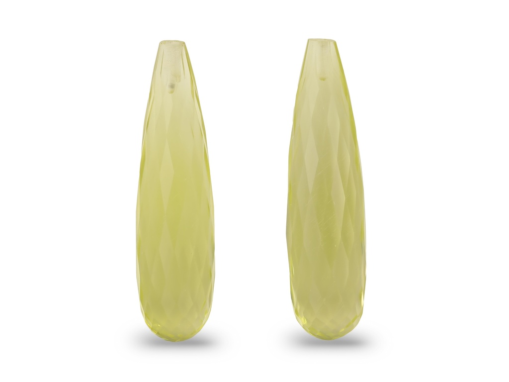 Lemon Quartz 30x8mm Briolette Pair