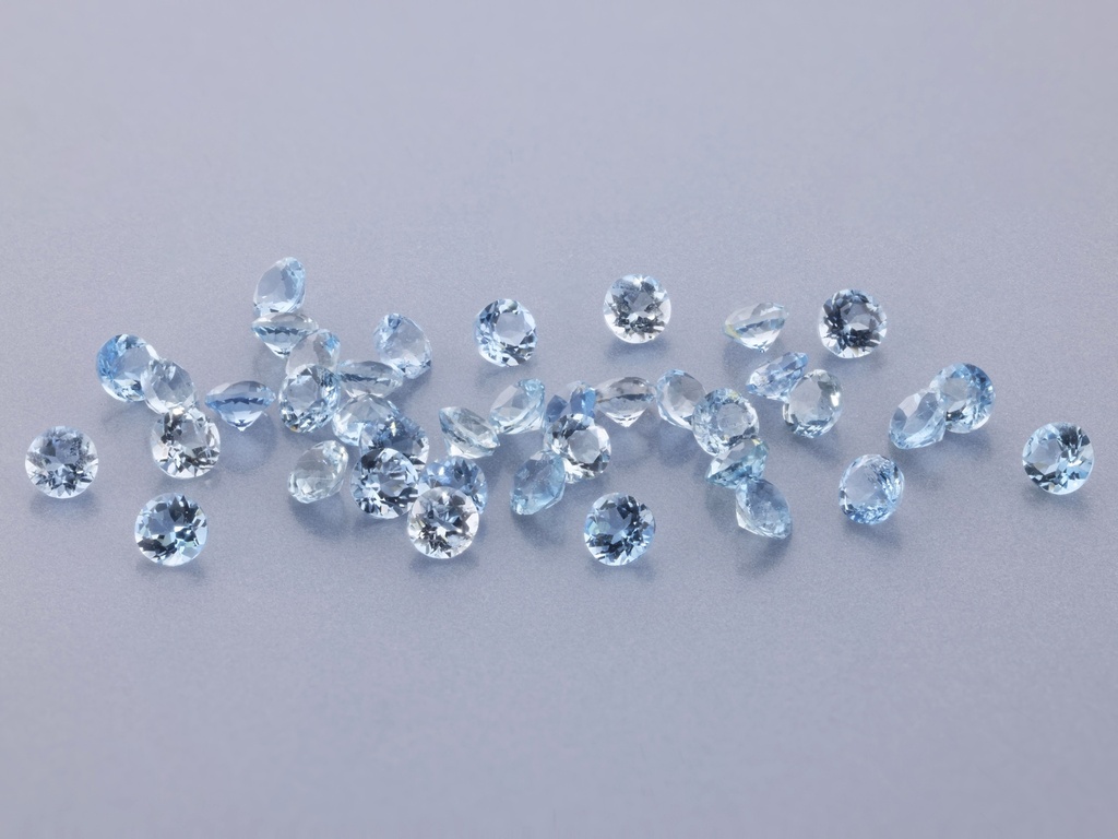 [BARB0200S2] Aquamarine 2.00mm Round Diamond Cut Dark Blue