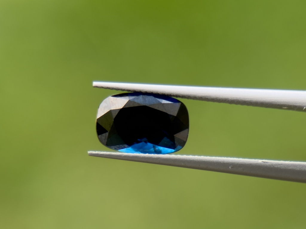 Australian Sapphire 9.1x6.1mm Cushion Dark Blue