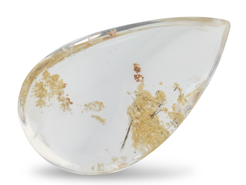 [QZPC3525X1] Quartz with Inclusions 34x20mm Pear Shape Cabochon