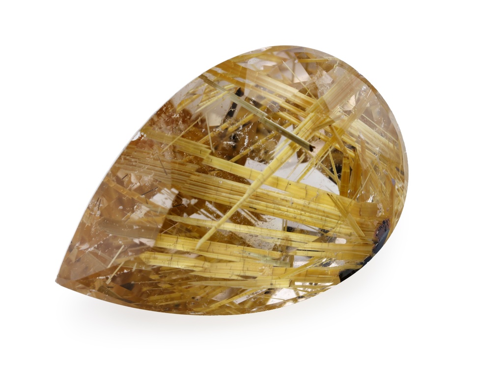 [QZPB2216X1] Rutilated Quartz 23.1x15.6mm Pear Shape Faceted