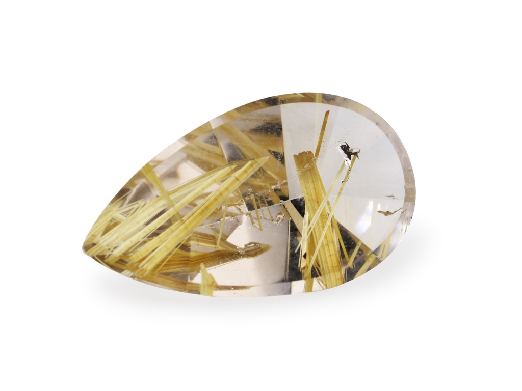 [QZPB2015X1] Rutilated Quartz 19.5x11.4mm Pear Shape Faceted
