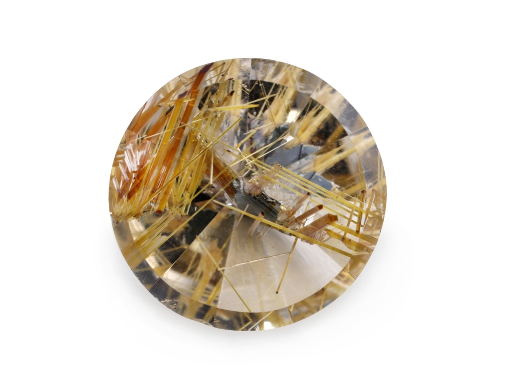 [QZRB1300X3] Rutilated Quartz 13.2mm Round Faceted