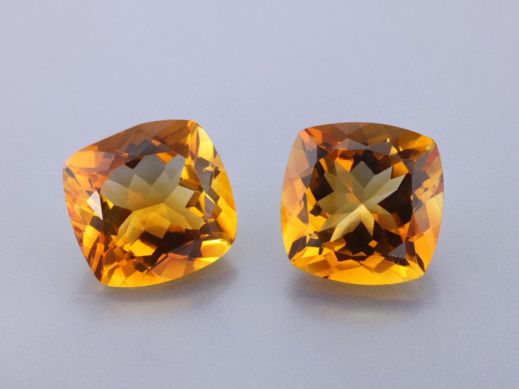 [QCAB1200D] Citrine 12mm Square Cushion Dark