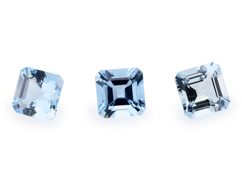 [BAOS0600] Aquamarine 6.00mm Square Emerald Cut Dark Blue