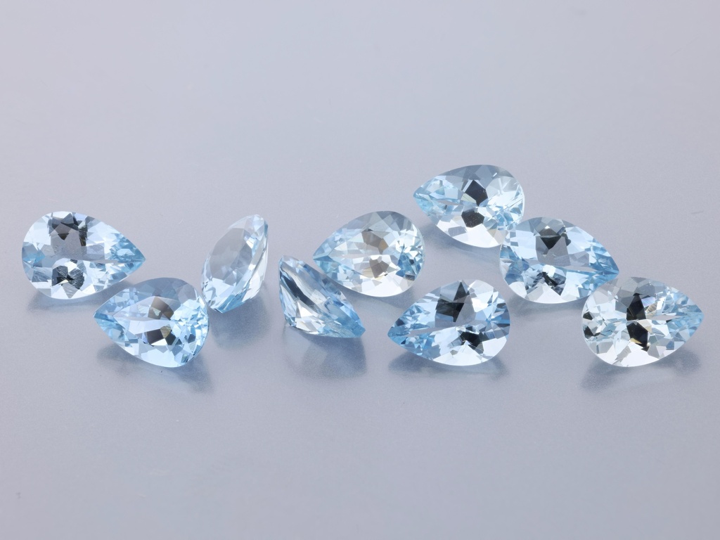 [BAPB0705] Aquamarine 7x5mm Pear Shape Dark Blue