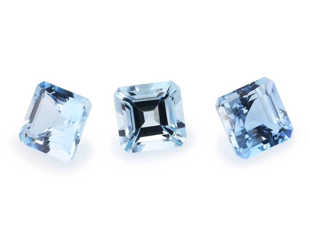 [BAOS0800] Aquamarine 8.00mm Square Emerald Cut Dark Blue